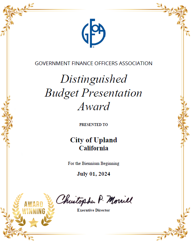 GFOA Budget Presentation Awardfor biennium July 1, 2024
